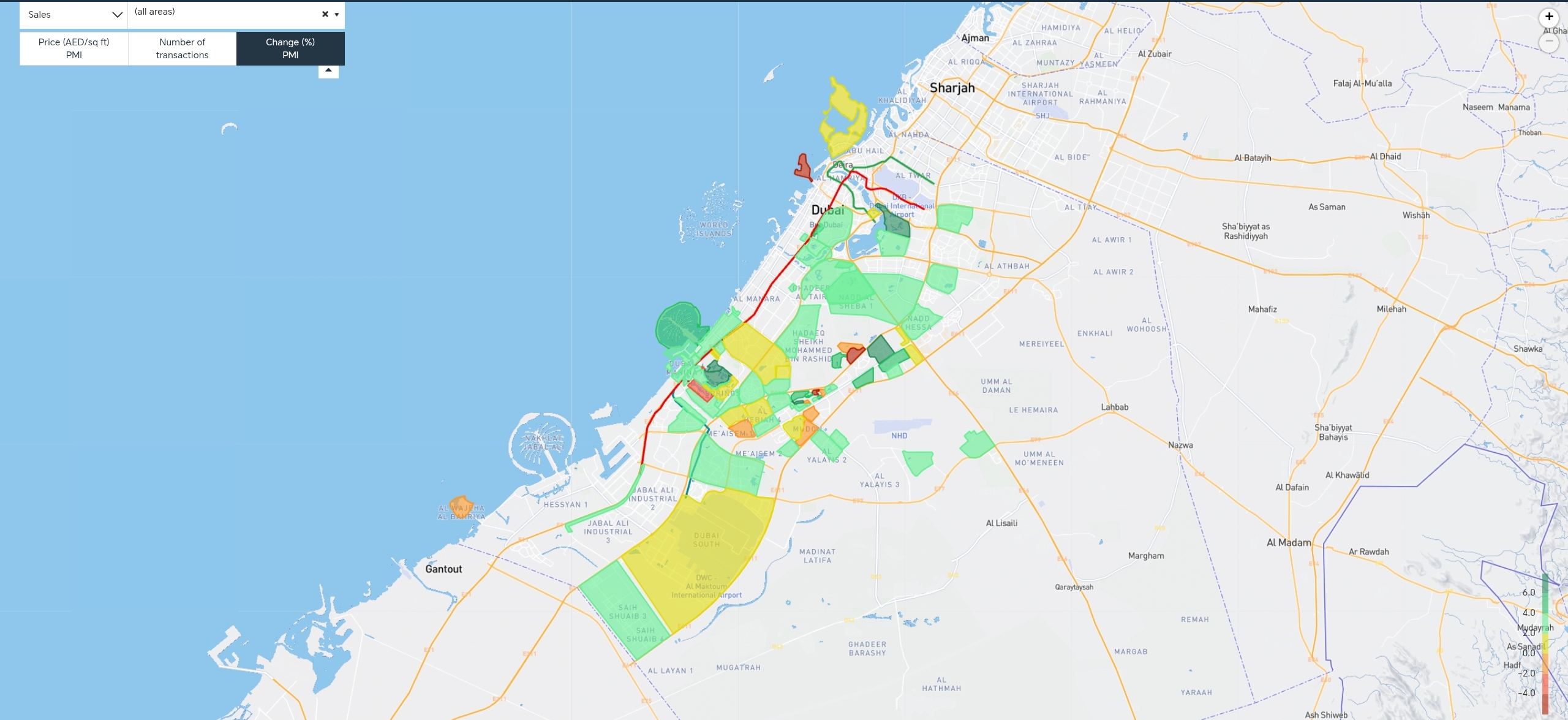 Dubai areas appreciation